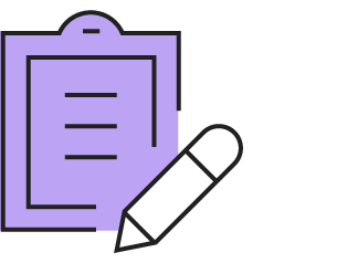 Purple clipboard with a pencil icon