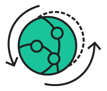Spinning arrows with green circle icon