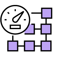 Purple squares with speedometer icon