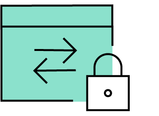Green screen with left and right arrow behind a lock icon