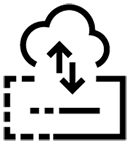 Server with up and down arrow inside a cloud icon