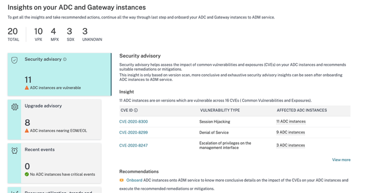 NetScaler management and monitoring graph