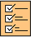 Yellow sheet with checkmarks and lines icon