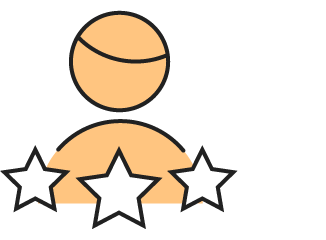 Yellow avatar with three stars icon