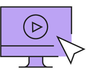 Purple screen with with a play icon