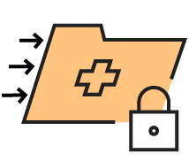Yellow folder with cross behind a lock icon